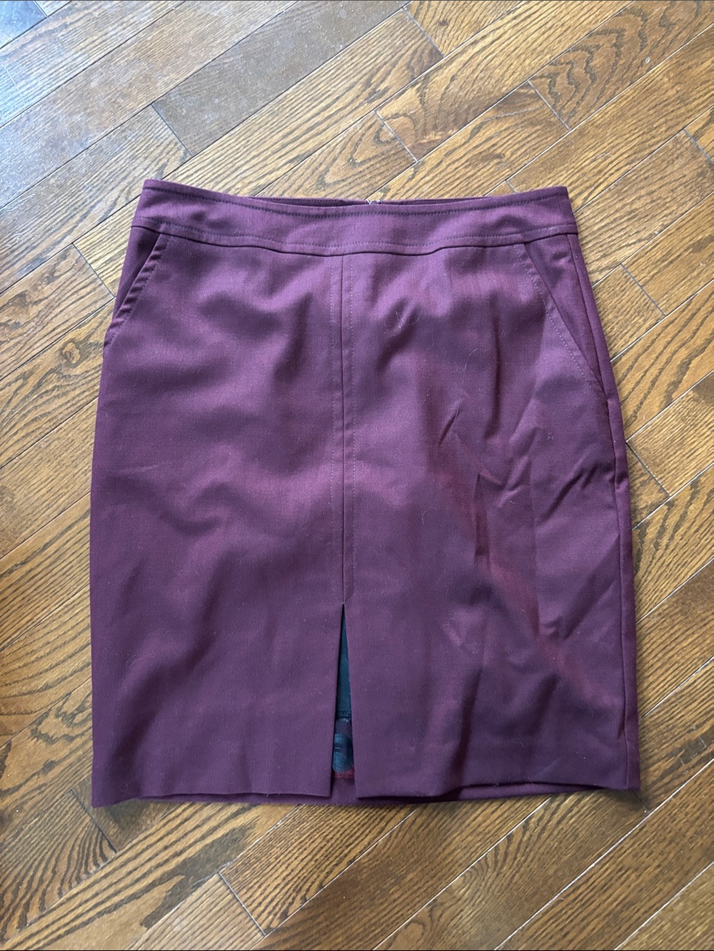 Trina Turk Burgundy Pencil Skirt with Front Slit
